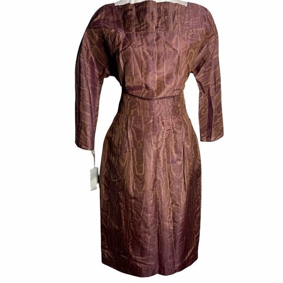 Bill Blass Moire Silk Taffeta Skirt Set S Rouge - Picture 2 of 10